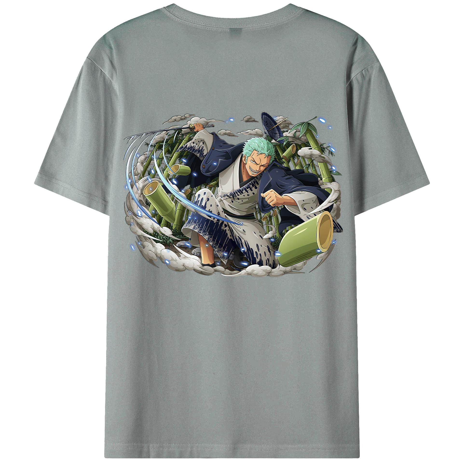 ワンピース ロロノア・ゾロ ONE PIECE Roronoa Zoro 綿100％ メンズ半袖Tシャツ（バックプリント） 通気性
